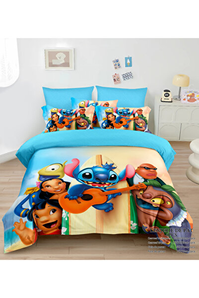 FIONNA.RO Finet Bedding for Children with Elastic - Stitch and Friends with G...