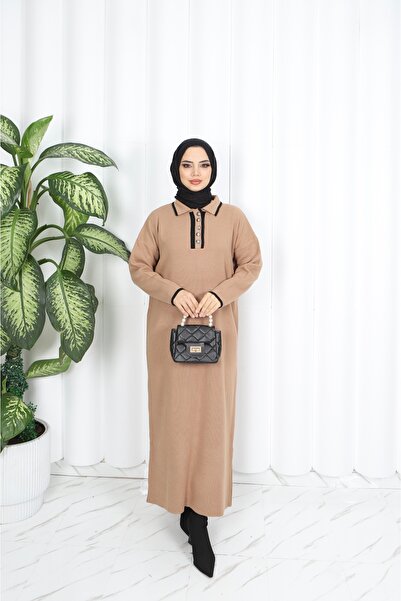 NİSUM MODA فستان تريكو بياقة بولو
