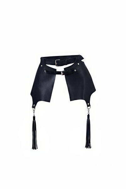 Angels Passion Curea neagră pentru femei cu ciucuri, curea pentru rochie și p...