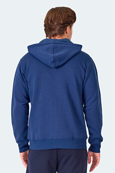 Slazenger MAJESTIC I Чоловічий светр з капюшоном на блискавці та кишенями, синій