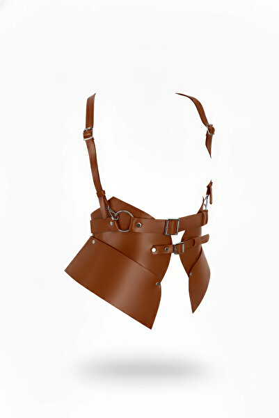 Angels Passion Curea maro pentru femei, în stil corset lat, cu cataramă argin...