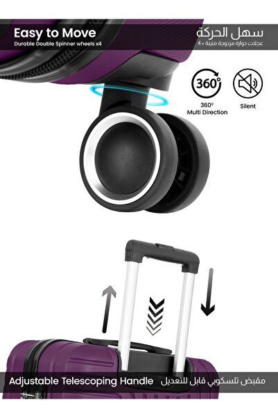 PARAJOHN Medium 24-Inch ABS Lightweight Hardshell Luggage Trolley | carrying 3kg 4-Wheel Spinner Suitcase