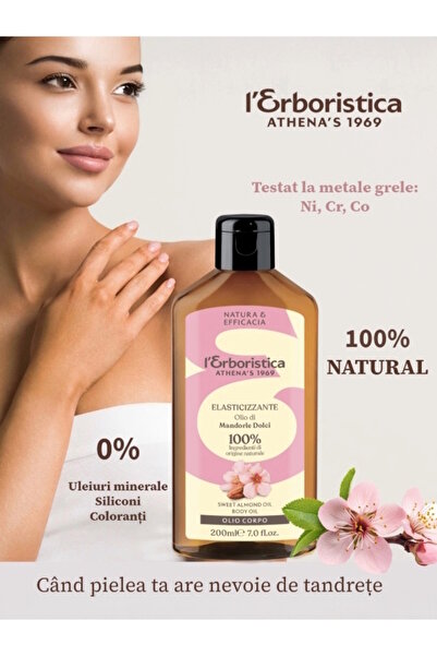 L'ERBORISTICA 100% sweet almond oil for the body, elasticizing, l'Erboristica, 200 ml