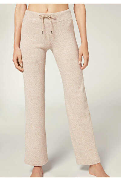 RİGALA BEJ MULİNE ÖRME KAŞE PALAZZO TAYT PANTOLON