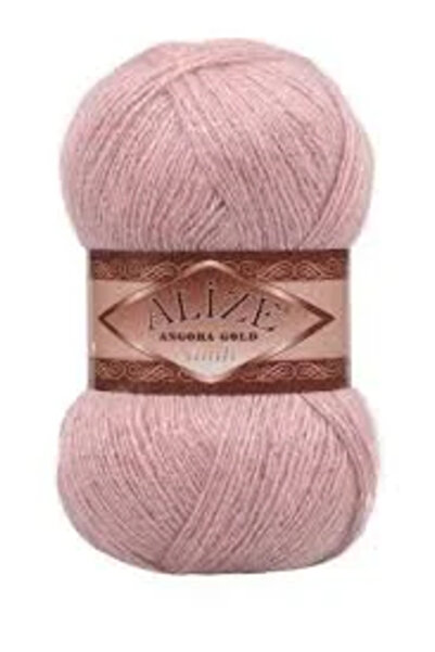 Alize Angora Gold Simli Yumuşacık Kazak Atkı Bere Örgü İpi Pembe 452