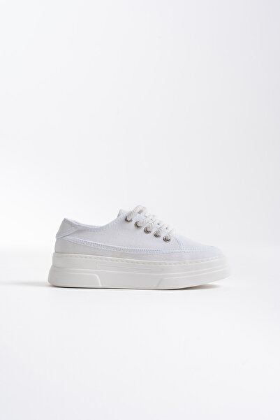 shoe for me Glown Women's White Linen Sneakers