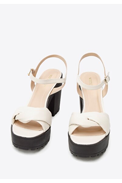 Wittchen Sandale damă din piele cu platformă moale, piele crem