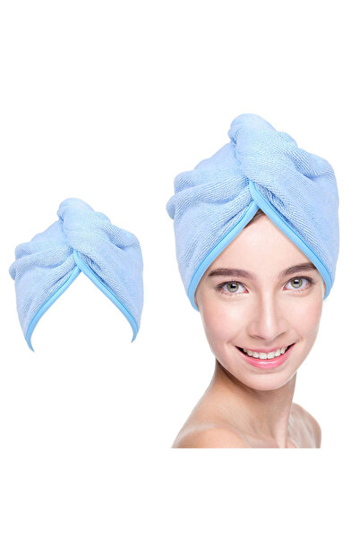 zola Turban towel, microfibre, easy to use, pleasant to the touch, 55x22 cm, blue