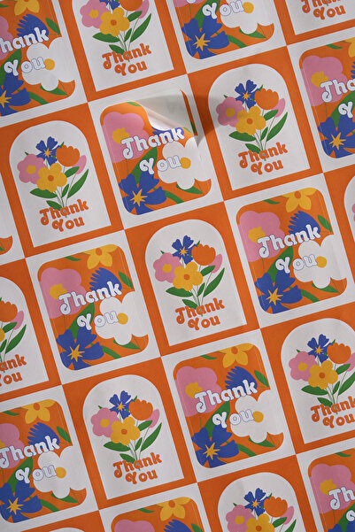 Miligram Paper ملصق شكرًا لك مزين بالزهور 100 قطعة