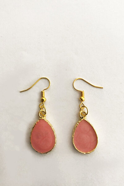 PİNKMARK Women's Gold Mineral Pink Drop Dangle Jewelry Earrings Pmkp25512