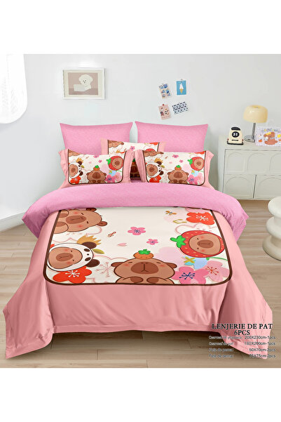 FIONNA.RO Finet Children's Bed Linen With Elastic - Capybara Pink