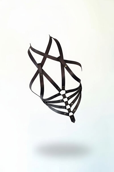 Angels Passion Curea neagră pentru femei, tip ham de corp, cu legături încruc...