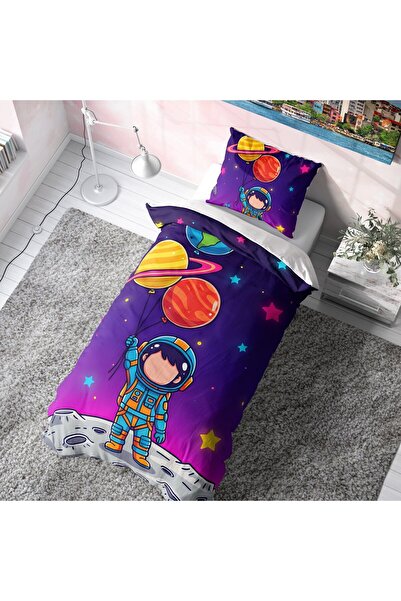 Viadela Planet Balloon Astronaut Patterned Children's Duvet Cover Set (Without Sheets)