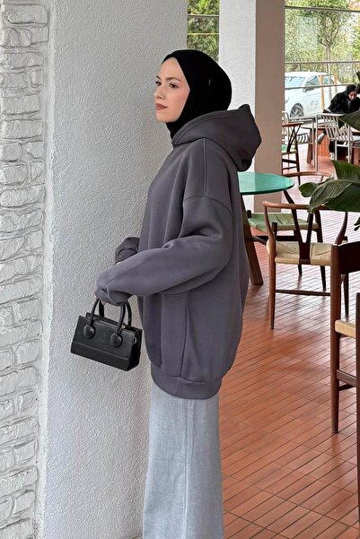 lamelif Hooded Casual Sweatshirt Anthracite