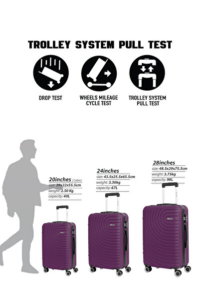 PARAJOHN Medium 24-Inch ABS Lightweight Hardshell Luggage Trolley | carrying 3kg 4-Wheel Spinner Suitcase