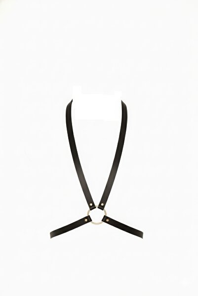 Angels Passion Curea neagră pentru femei Curea cu detaliu inel O, cu accesori...