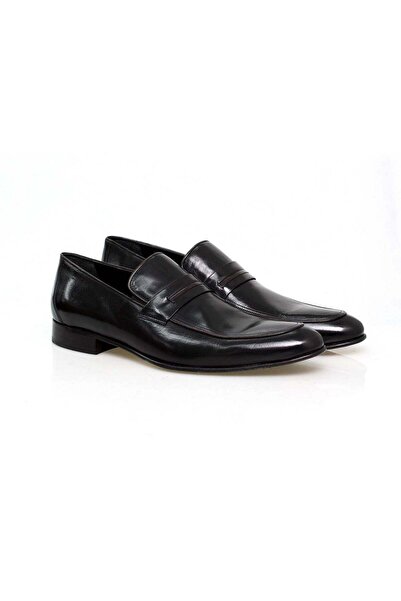 FRANCO CALVANI Black Color Laceless Genuine Leather Men's Shoes