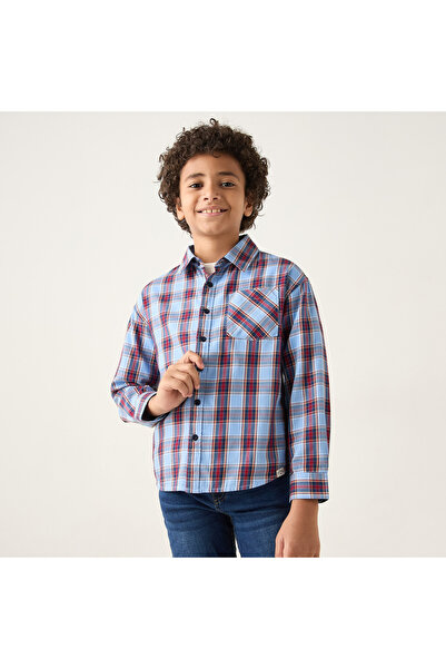 Lee Cooper قميص منقوش بأكمام طويلة وجيب رقعة