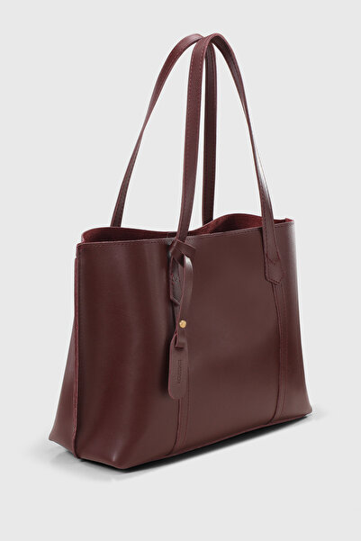 Housebags Bordo Kadın Üç Bölmeli Deri Görünümlü Shopper Çanta 269