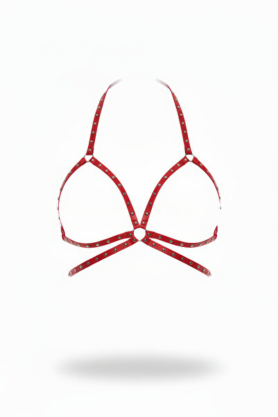 Angels Passion Червоний жіночий пояс Harness стиль зі шпильками Детальний акс...