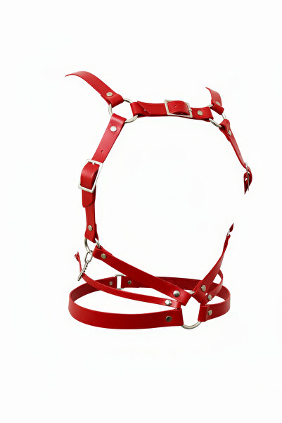 Angels Passion Curea roșie pentru femei, cu centură, accesoriu reglabil în stil gotic cu inel O