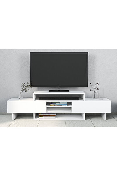 Remaks Oster 2 Kapaklı Raflı Tv Sehpası - Beyaz