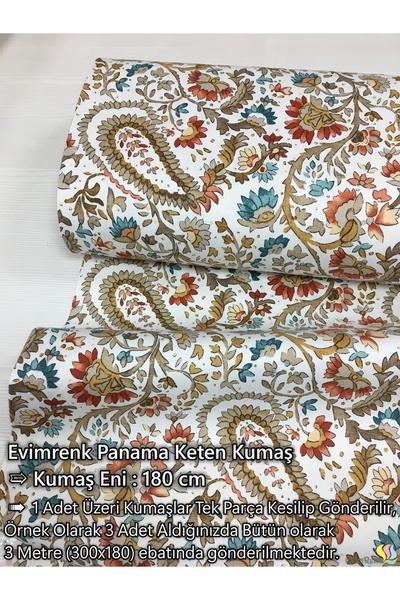 Renk Tekstil Premium ŞAL Desen Keten Kumaş - Döşeme - Minder Kılıf - Masa Ört...