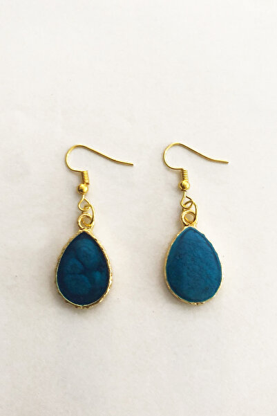 PİNKMARK Women's Gold Mineral Blue Drop Dangle Jewelry Earrings Pmkp25511