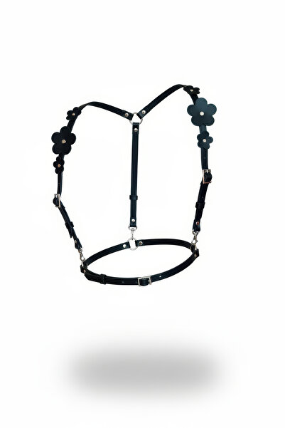 Angels Passion Curea neagră pentru femei, cu detalii florale, accesoriu pentr...