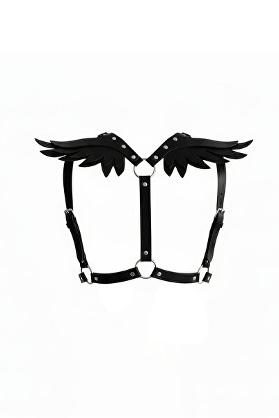 Angels Passion Чорний жіночий пояс Body Harness з крилами, готичний бюстгальт...