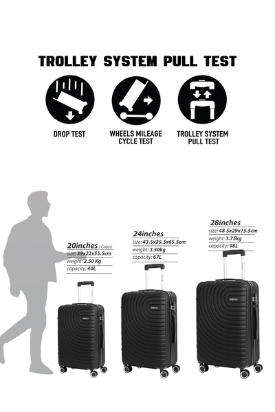 PARAJOHN Medium 24-Inch ABS Lightweight Hardshell Luggage Trolley | carrying 3kg 4-Wheel Spinner Suitcase