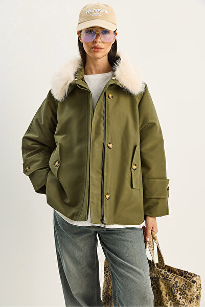 Bianco Lucci Жіночий знімний хутряний комір Водовідштовхувальний надувний пальто 60568 60283745