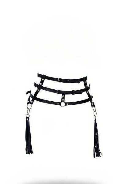 Angels Passion Μαύρη γυναικεία ζώνη με ρυθμιζόμενη πόρπη πολλαπλών στρώσεων κ...