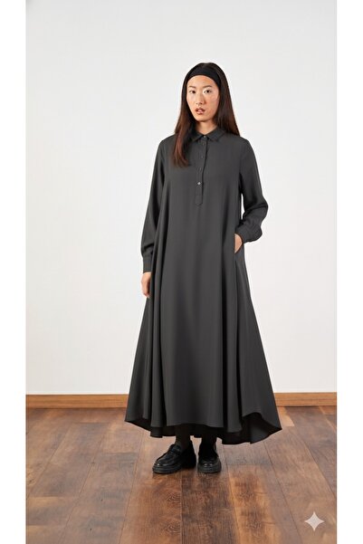 Mevra Φόρεμα A Pile Extra Casual Ανθρακί