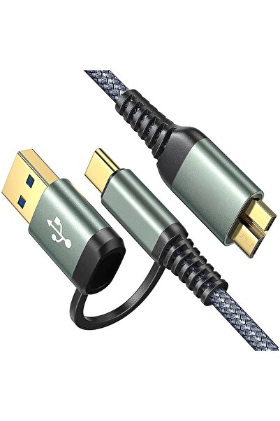 Timebox Cablu HDD extern 10Gbps Micro-B la USB-C 0.5m Adaptor dublu împletit ...