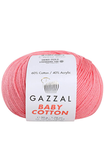 Gazzal خيط قطني للأطفال 50% قطن 50% أكريليك محبوك 50 جرام / 205 متر-3435