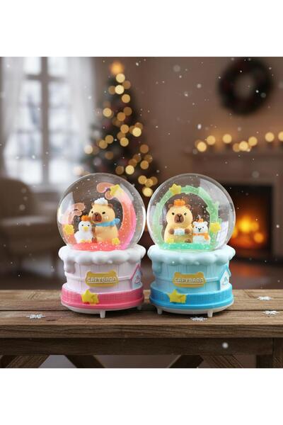 Gift Moda Büyük Boy Işıklı Müzikli Capybara Kar Küresi