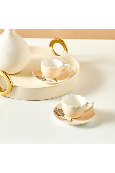 Lifestyle طقم فناجين وصحون بطبعة زهور من 4 قطع