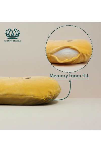 Crown Textile وسادة أطفال ميموري فوم لطيفة، مصنوعة من قماش ناعم مريح بملمس مخملي، توفر راحة مثالية لرأس الطفل