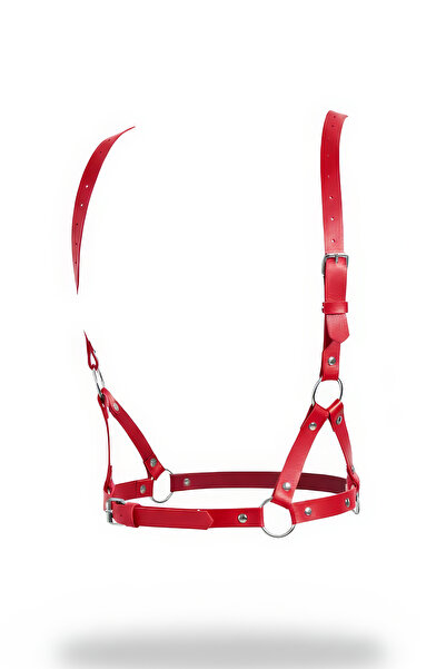 Angels Passion Curea roșie pentru femei, cu detaliu inel în formă de O, curea pentru corp, accesoriu în stil punk gotic