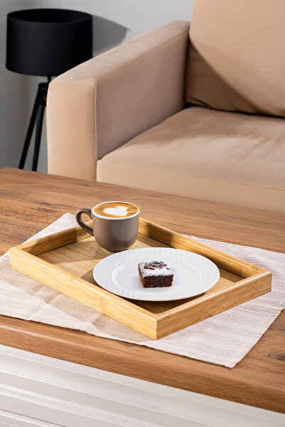 Porsima Pbt-362 Ahşap Tepsi 2li Set Çay Kahve Bambu Sunumu Tepsi Seti