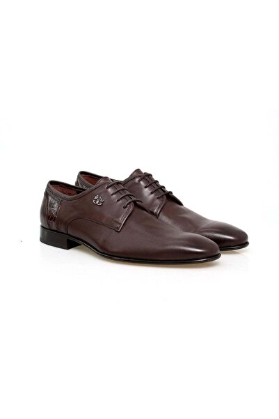 FRANCO CALVANI Brown Lace-Up Genuine Leather Men's Shoes
