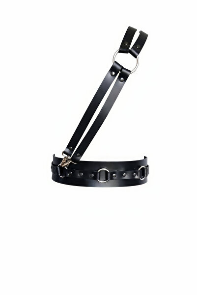 Angels Passion Curea neagră pentru femei, cu curea de umăr și inel metalic, r...