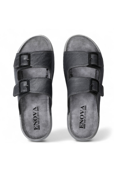 Enova Stylish and Durable Men's Leather Slippers Offering All-Day Comfort