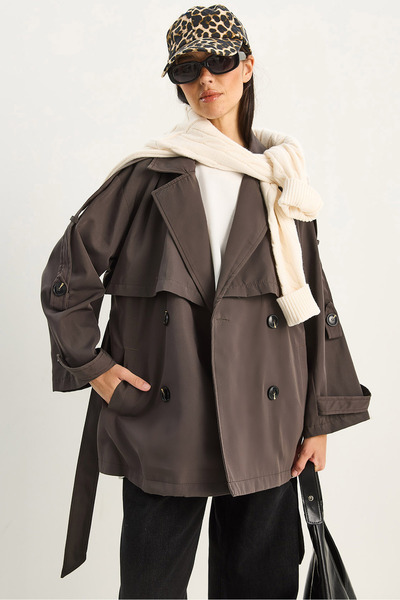 Bianco Lucci Kadın Aller Detaylı Kuşaklı Cepli Astarlı Trençkot 2019 60283605