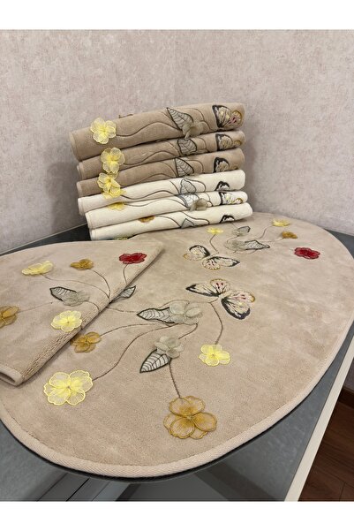 incisecrethome Σετ χαλιού & πατάκι από 100% βαμβάκι με κέντημα – Αντιολισθητική βάση 70*120 ΟΥΛΑΙΚΟ 2 ΤΕΜΑΧΙΑ