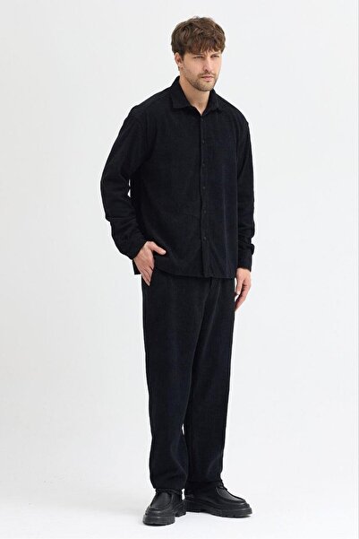 NGR بدلة كاجوال مخملية سوداء