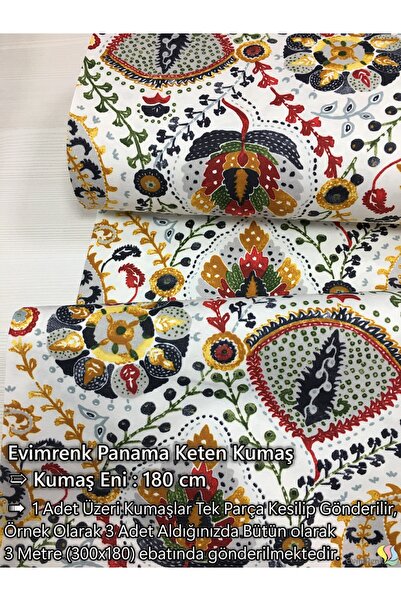 Renk Tekstil Premium ŞAL Desen Keten Kumaş - Döşeme - Minder Kılıf - Masa Ört...