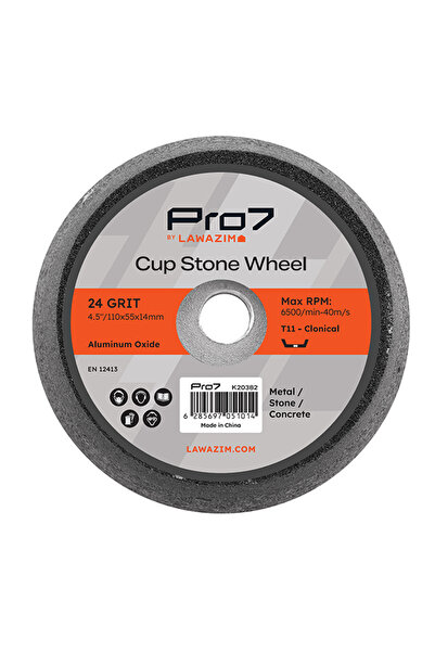 Lawazim Pro7 Cup Stone 4.5 Inch 24 Grit – Grinding Wheel for Granite Stone Grooving and Polish
