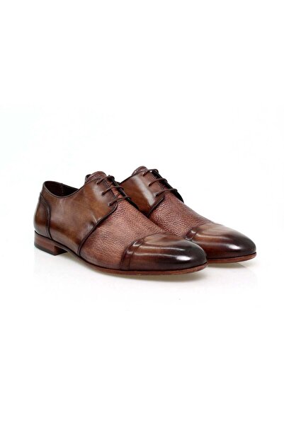 FRANCO CALVANI Brown Lace-Up Genuine Leather Men's Shoes